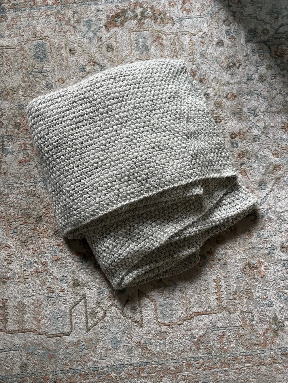 Full/Queen Chunky Knit Bed Blanket Marled Gray - Casaluna